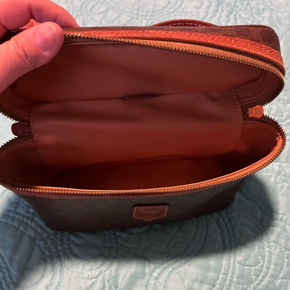 Authentic Vintage Celine Macadam vanity cosmetic case bag leather trim - Picture 10 of 14